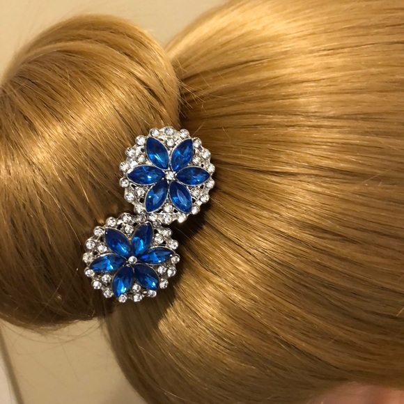 Accessories Set Pair Of Rhinestone Flower Hair Bun Sticks Pins